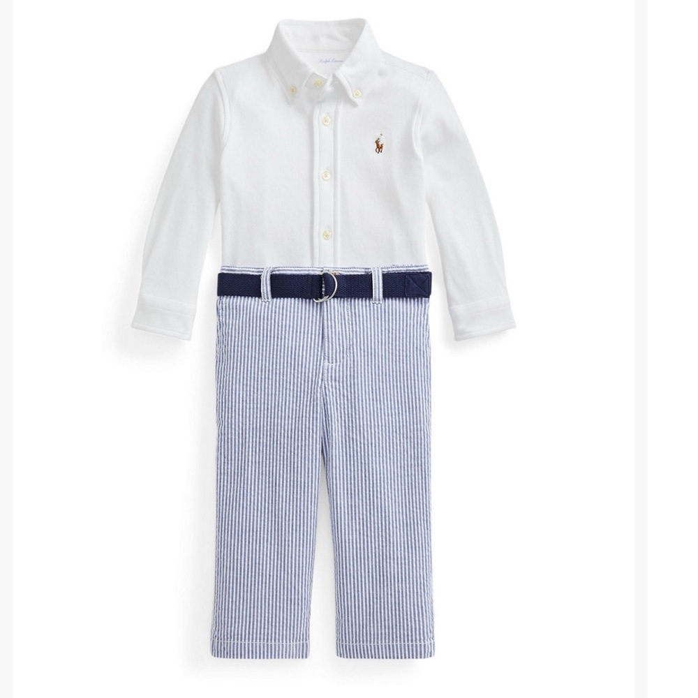 Polo Ralph Lauren Seersucker Blue Baby Boy Pants - 9M